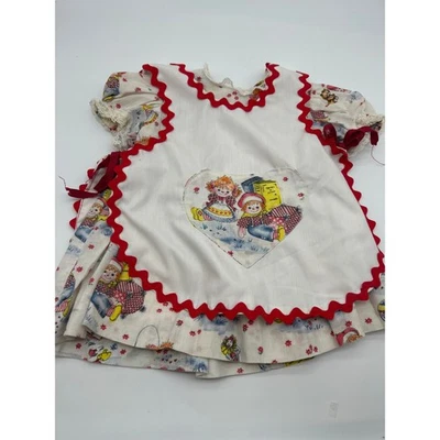 Vestido Delantal Vintage Casero Raggedy Ann Andy Muñecas Bebé Recién Nacido Vieira Roja Foto 1 de 4