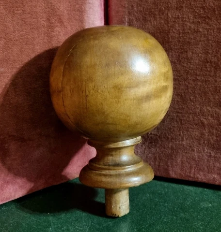 Wood turned post finial newel - Antique french architectural salvage 4.7 in Cover