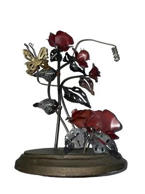 Rosas esculpidas en metal con gráficos Figi vintage, porta letras mariposa / decoración MCM Foto 1 de 4