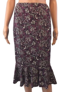 Cato Purple Paisley Knee Length Ruffled Flare Skirt Size XS Vintage - Picture 1 of 9