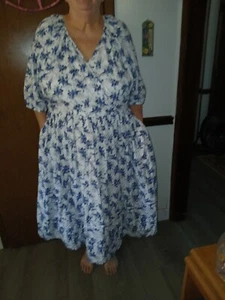 Lane Bryant Baumwollkleid, blau & schwarz geblümt, Größe 22 - Bild 1 von 7