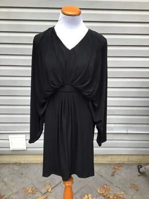 NWOT Marc Bouwer Black V-Neck Batwing Sleeve Above Knee Banded Waist Dress S - Image 1 of 4