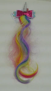 Claire's Club Unicorn Rainbow Faux Hair Barrette (G131424-1 LOC. I) - Picture 1 of 6