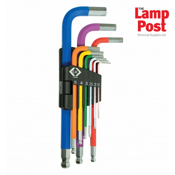 CK Tools T4449 Ball-ended Coloured Hexagon Key Set of 9 Metric Allen Keys - Image 1 of 1