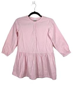Hanna Andersson Dress Fine Corduroy Long Sleeve Pink Snaps Girls Size 130 US 8 - Picture 1 of 8