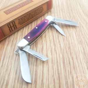 Rough Ryder Tiny Congress Pocket Knife Stainless Steel Blades Purple Bone Handle - Picture 1 of 10