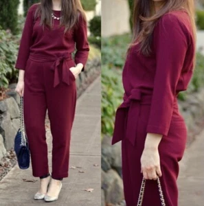 Nuevo con etiquetas Pantalones Madewell Sloan Cabernet Crepe Talla 12 - Imagen 1 de 4