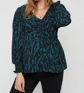 DOROTHY P3RKINS LADIES RUCHED FRONT TOP ANIMAL PRINT CURVE FIT NEW (ref 436 SALE - Picture 1 of 2