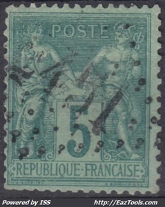 FRANCE CLASSIQUE : SAGE N° 75 OBLITERATION JOUR DE L'AN GC 2451 - Picture 1 of 2