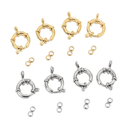 10 sets 316L stainless steel Spring Ring Clasps with hoop Eight Connectors Gold  - Image 1 of 4