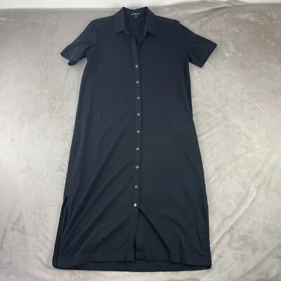 James Perse 衬衫连衣裙女式 1 小号黑色纽扣侧开叉短袖 — 第 1/4 张图片