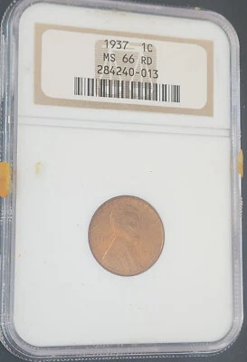 1937 Lincoln Cent Wheat Penny NGC MS66 RD - Image 1 of 4