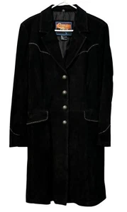 Cripple Creek Leather Long Duster In Black Size Large Country Western Retro Y2K - Picture 1 of 22