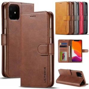Leder Hülle Wallet Kartenfach Tasche Für iPhone 16e 15 14 13 12 11 Pro Max Plus - Picture 1 of 60