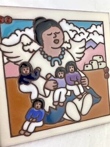 VTG Masterworks Art Tile Southwest Native American Theme Angel Storyteller - Picture 1 of 5