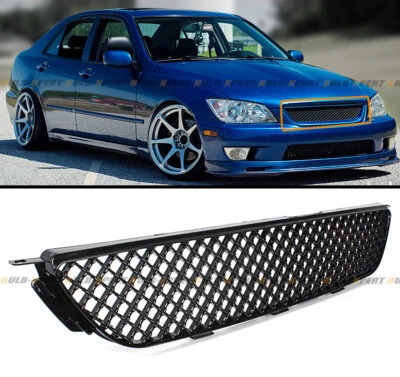 VIP Black JDM Diamond Front Bumper Upper Mesh Grill Grille For 01-05 Lexus IS300 - Image 1 of 4