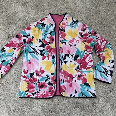 Quilted Alfred Dunner Women's Small /Medium Open Front Pink Floral Blazer Jacket - Image 1 of 4