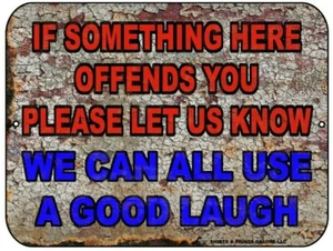 If Something Offends You... Divertido letrero de novedad de metal sarcástico - Bar Man Cave - Imagen 1 de 1
