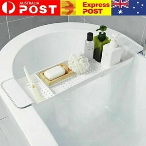 Expandable White Bath Caddy Holder Tray Over Bathtub Rack Support Spa Bathroom - Picture 1 of 10