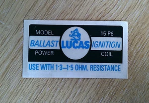 Lucas Ballast Ignition Coil Sticker (1.3-1.5 OHM Resistance) LMG1086 - Picture 1 of 1