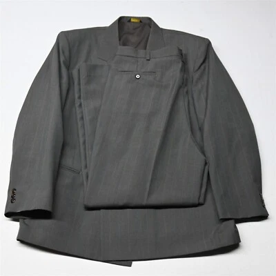 Vtg Farah 46R 38x30 Brown Stripe Double Breasted Mens Jacket Pants Suit - Image 1 of 4
