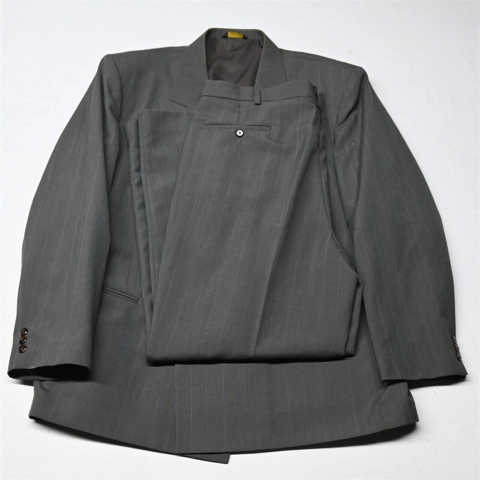 De Colección Farah 46R 38x30 Marrón Rayas Doble Pecho Hombre Chaqueta Pantalones Traje Foto 1 de 4