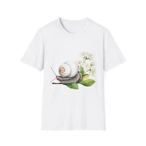 Schnecke Blumen Frühling T-Shirt, Unisex Tee, Naturliebhaber Geschenk, Blumendruck Shirt, - Bild 1 von 20