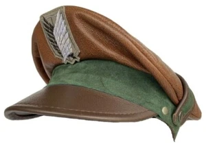 Titan Leather Suede Military Officers Crusher Visor Hat Cap - Picture 1 of 6