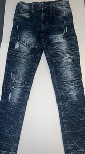 Southpole Jeans Youth Boys Size 14 Blue Denim Ribbed Flex Skinny - Picture 1 of 10