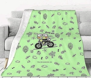 Coperta da lancio in microfibra verde Keroppi Sanrio design 50x39 sigillata nuova - Foto 1 di 3