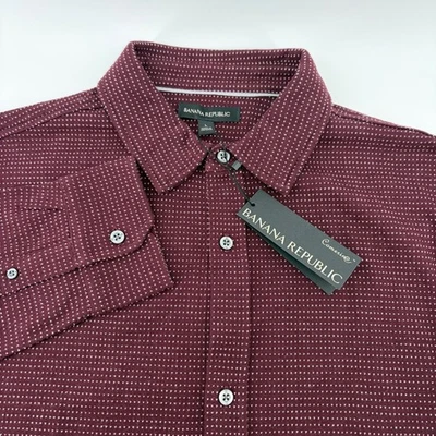 Banana Republic Mens Long Sleeve Button Down Shirt Modern Fit Patterned Sz L NEW - Image 1 of 4
