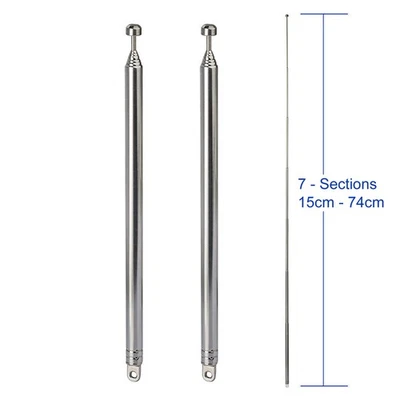 2pk 7 Secciones Telescópica 74cm AM FM Antena Radio Portátil Repuesto Foto 1 de 4