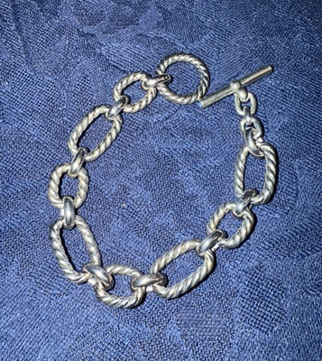 Pulsera de palanca de eslabones David Yurman de propiedad anterior con zafiros azules de 7,5" de largo Foto 1 de 3