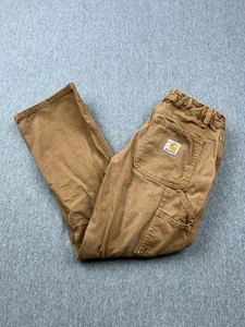 Carhartt Pants Youth 10 Brown Carpenter BN8311-B Adjustable Waist Kids *STAINS* - Picture 1 of 14