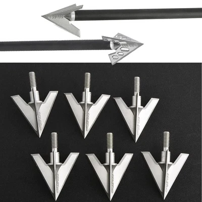 Archery Hunting Arrowheads Blade Broadheads 100gr Field Tip Bow Arrow Shooting - Image 1 of 4