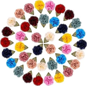 40 PCS 2-Tone Satin Ribbon Flowers Bows Appliques for DIY Craft Wedding - Picture 1 of 7