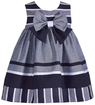 Vestido de uniforme náutico de mezclilla sin mangas para niñas pequeñas y pequeñas recién nacidas Foto 1 de 3