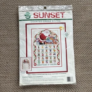 Sunset Cross Stitch Kit, Christmas is Coming! Advent Calendar, NIP, Ornaments - Picture 1 of 5