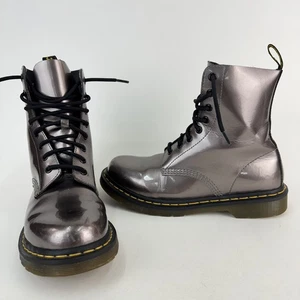 Dr. Marten Doc Pascal Combat Boots Metallic Pewter Damen US Größe 9 Airwair - Bild 1 von 20