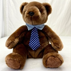 Ty 2001 Hero Dad Brown Bear 12" Plush Toy Collar Tie Brown Bean Bag Bottom - Picture 1 of 8