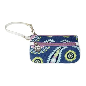 Spartina Daufuskie Island Handgelenktasche Clutch Blume kariert Leinen und Leder - Bild 1 von 8