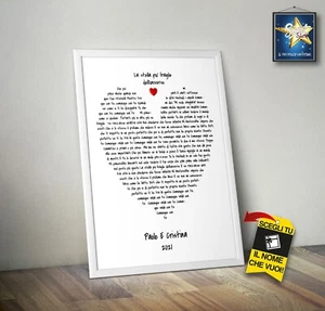 QUADRO CORNICE PANNELLO POSTER Personalizzato SAN VALENTINO IDEA REGALO CANZONE - Picture 1 of 17