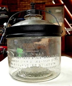 Vintage Old Stove Filler Jar w/Handle & Spring-loaded Filler Top Pat'd 1917-23's - Picture 1 of 5