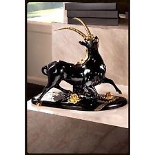 Schöne Keramik Figur Kunstobjekt Antilope Goldlegiert Handarbeit aus Italien