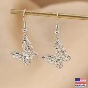Fashion Women Jewelry Crystal Earrings Simple Hollow Butterly Stud Hook 0430 - Picture 1 of 3