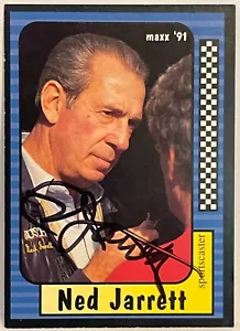 NED JARRETT 1991 MAXX CARD #227 AUTOGRAPHED NASCAR RACING SPORTSCASTER - Picture 1 of 2