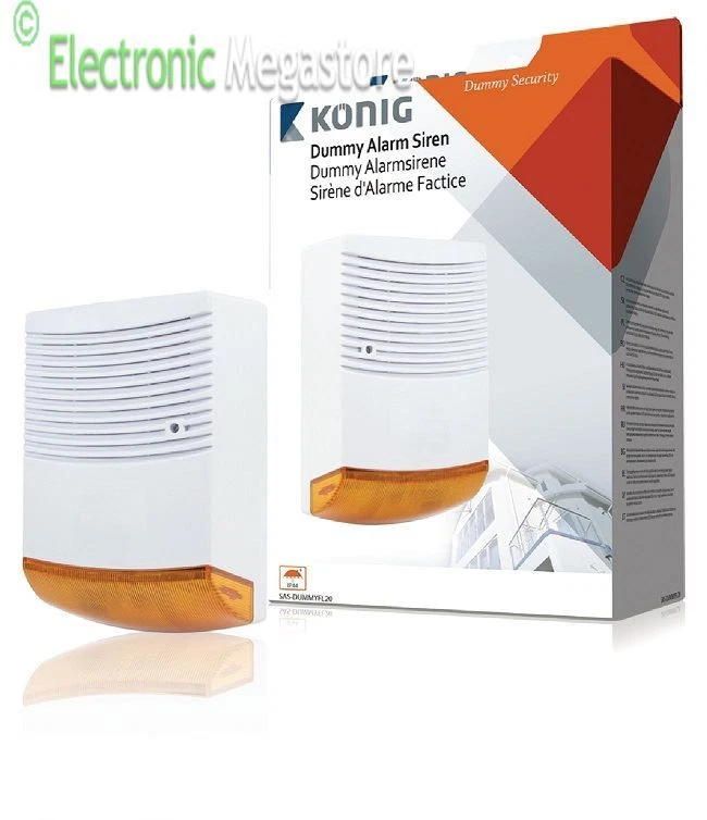 KÖNIG SIRENA ALLARME FINTA PER ESTERNO LED LAMPEGGIANTE EFFETTO DETERRENTE