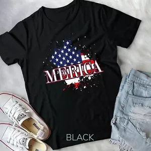 Merica Outfit For Men And Women 4th Of July American Flag T-Shirt Unisex T-shirt - Picture 1 of 11