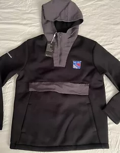 NY RANGERS FELPA CON CAPPUCCIO PULLOVER 1/4 ZIP XL LEVEL WEAR MSG NHL HOCKEY - Foto 1 di 18