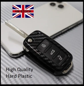 Carbon Fibre Key Cover For VW Caddy T5 T6 Touareg Amarok Up! Car Fob Case j57cf - Picture 1 of 4